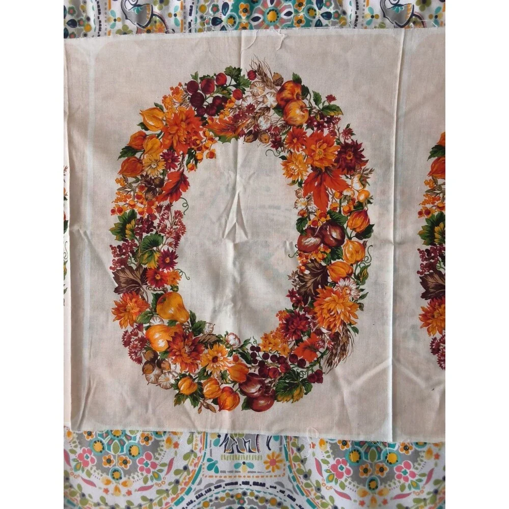 Cranston Thanksgiving Fall Autumn Harvest Sew Fabric Panel 4 Placemats Uncut